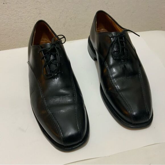Allen Edmonds 2402 SAXON Bicycle Toe Black Oxford Dress Shoes Men’s Sz 9 C USA - Picture 1 of 16